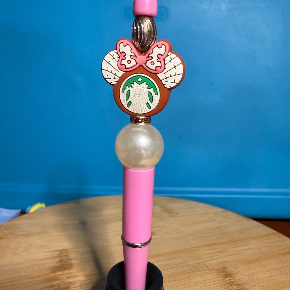 Pink Minnie Head with Coffee Logo Accent